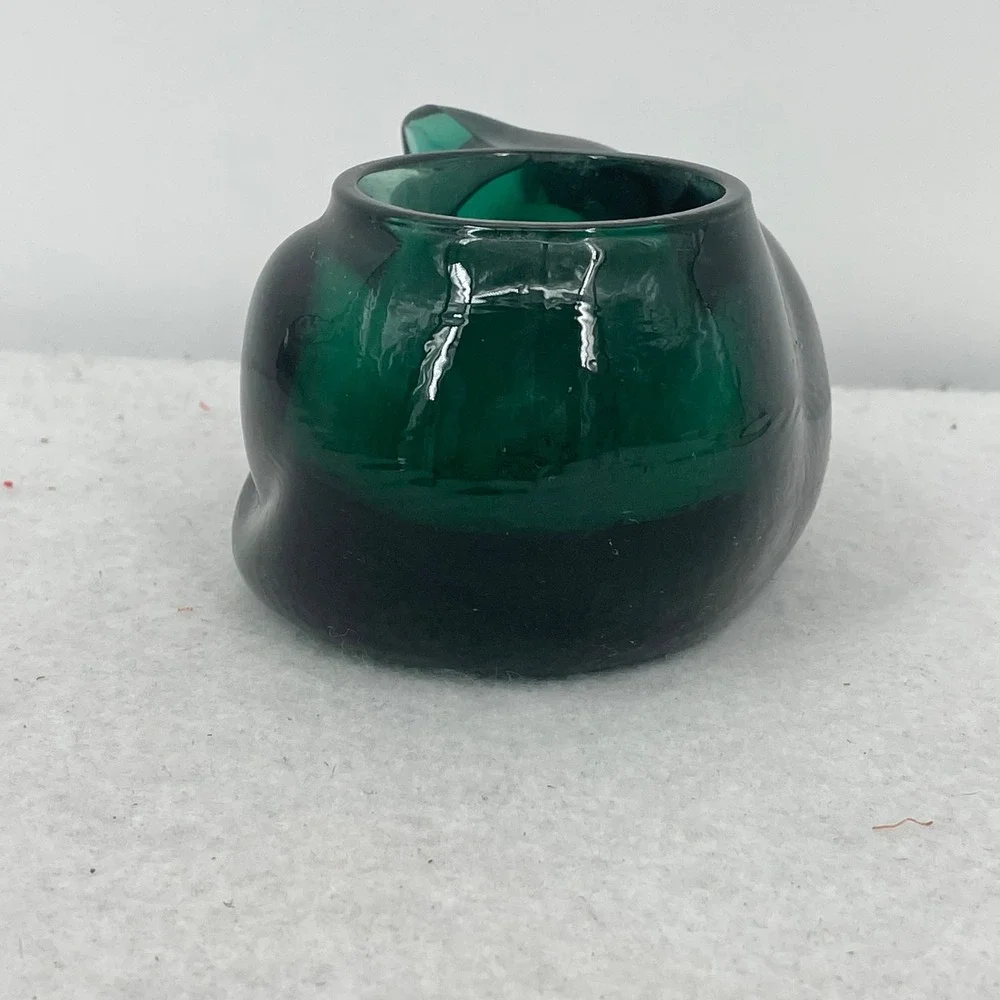 Indiana Glass Evergreen Cat Votive Holder Emerald Green Sleeping Kitten 3865